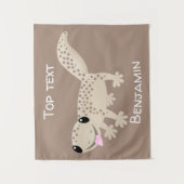 かわいい斑点タンgecko漫画イラストレーション タペストリー (正面)