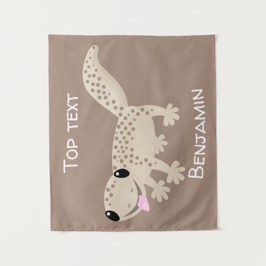 かわいい斑点タンgecko漫画イラストレーション タペストリー (正面)