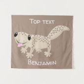 かわいい斑点タンgecko漫画イラストレーション タペストリー (正面(横))