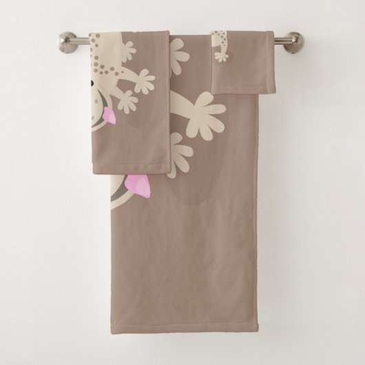 かわいい斑点タンgecko漫画イラストレーション バスタオルセット (インサイチュ)