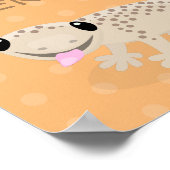 かわいい斑点タンgecko漫画イラストレーション ポスター (角)