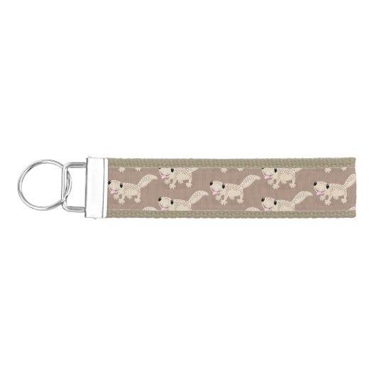 かわいい斑点タンgecko漫画イラストレーション リストバンドキーホルダー (鍵左)