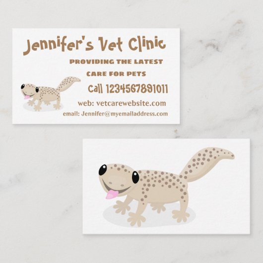かわいい斑点タンgecko漫画イラストレーション 名刺 (正面/裏面)