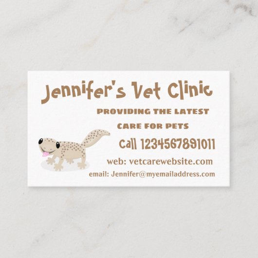 かわいい斑点タンgecko漫画イラストレーション 名刺 (正面)