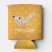 かわいい斑点タンgecko漫画イラストレーション 缶クーラー (裏面)