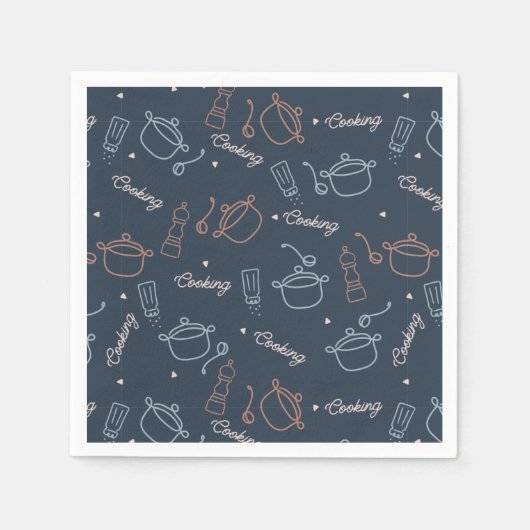 かわいい料理のキッチンツールパターン スタンダードカクテルナプキン (正面)