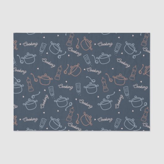 かわいい料理のキッチンツールパターン 薄葉紙 (正面)