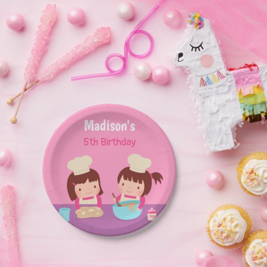 かわいい料理のベーキングの女の子の誕生会の供給 ペーパープレート (パーティー)