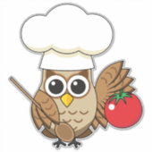 かわいい料理フクロウ漫画 シール (正面)