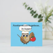 かわいい料理フクロウ漫画 |テキストの追加 シーズンポストカード (スタンド正面)