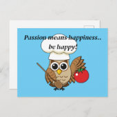 かわいい料理フクロウ漫画 |テキストの追加 シーズンポストカード (正面/裏面)