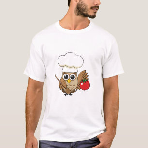かわいい料理フクロウ漫画 Tシャツ