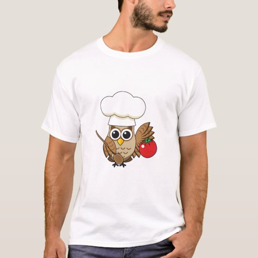 かわいい料理フクロウ漫画 Tシャツ (正面)