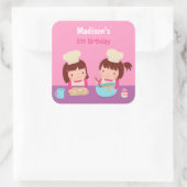 かわいい料理ベーキングガールズバースデーパーティーの好意 スクエアシール (バッグ)