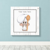 かわいい料理マウス追加文字キッチン キャンバスプリント (インサイチュ (ウッドフロア))