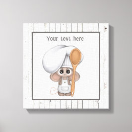 かわいい料理マウス追加文字キッチン キャンバスプリント