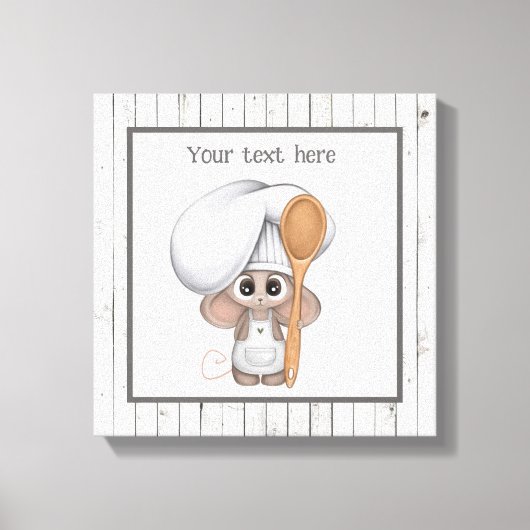 かわいい料理マウス追加文字キッチン キャンバスプリント (正面)