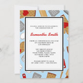 かわいい料理学校卒業招待青 招待状 (裏面)