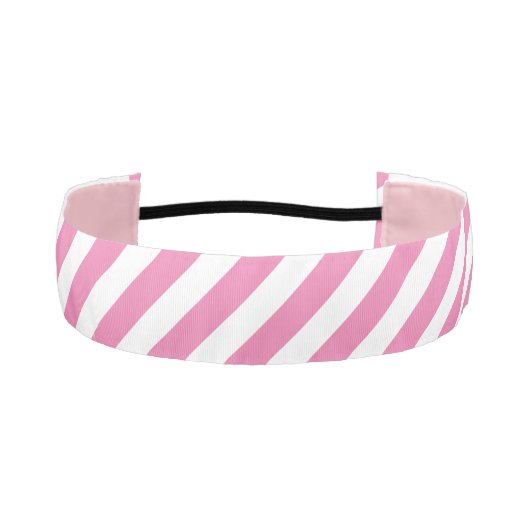 かわいい斜め白とピンクストライプの色 アスレチックヘッドバンド (正面)