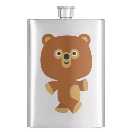 かわいい断定的な漫画のクマのクラシックフラスコ フラスク (正面)