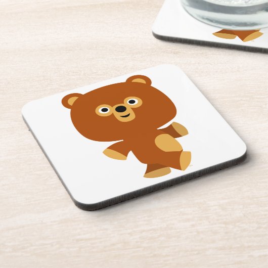 かわいい断定的な漫画クマのコースターセット コースター (左側)