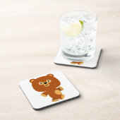 かわいい断定的な漫画クマのコースターセット コースター (右側)