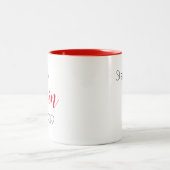 かわいい新しいいとこ家族の名前入りデザイン ツートーンマグカップ (中央)