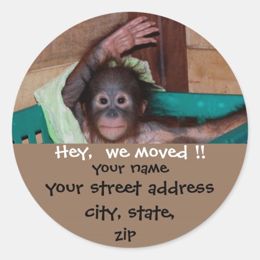 かわいい新しいアドレス野生動物のラベル ラウンドシール (正面)