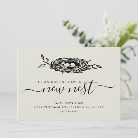 かわいい新しいネストホーム住所の変更の写真の移動 案内状 (スタンド正面)