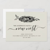 かわいい新しいネストホーム住所の変更の写真の移動 案内状 (正面/裏面)