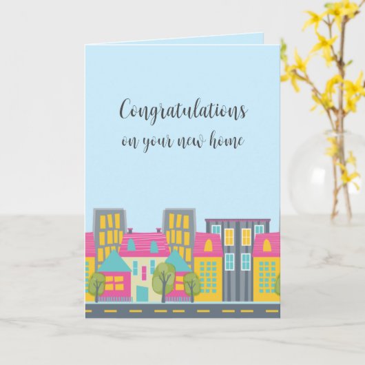 かわいい新しいホームおめでとう買い手不動産仲介業者カード カード (黄色い花)