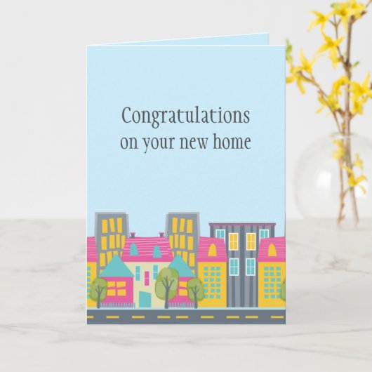 かわいい新しいホームおめでとう買い手不動産仲介業者カード カード (黄色い花)