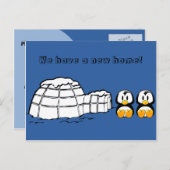 かわいい新しいホームおもしろいペンギンのアドレス変更の移動 案内ポストカード (正面/裏面)