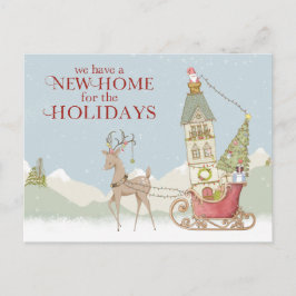 かわいい新しいホームアドレスホリデークリスマス 案内ポストカード