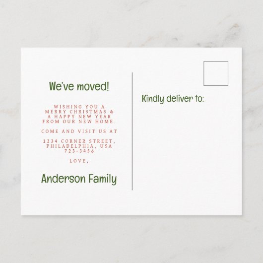 かわいい新しいホームクリスマスホリデームービングフォトブラック 案内ポストカード (裏面)