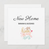 かわいい新しいホームバラカ&恵みイスラムカード サンキューカード (正面/裏面)