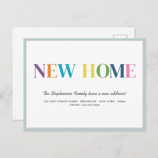 かわいい新しいホーム引越し案内はがき 案内ポストカード (正面/裏面)