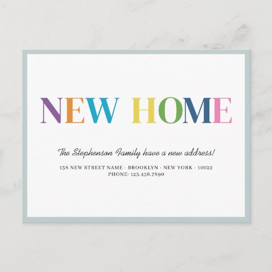 かわいい新しいホーム引越し案内はがき 案内ポストカード (正面)