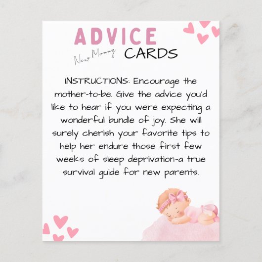 かわいい新しいママのアドバイスカード (裏面)