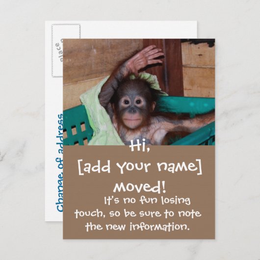 かわいい新しい住所の変更 案内ポストカード (正面/裏面)