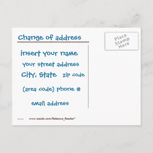 かわいい新しい住所の変更 案内ポストカード (裏面)