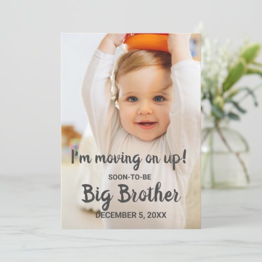 かわいい新しい兄弟妊娠のお知らせ写真 招待状 (スタンド正面)