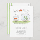 かわいい新しい場所の金魚丼の動くアナウンス ポストカード (正面/裏面)