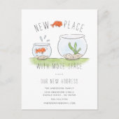 かわいい新しい場所の金魚丼の動くアナウンス ポストカード (正面)