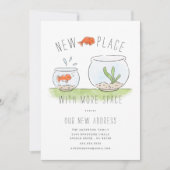 かわいい新しい場所金魚鉢の動く告知 案内状 (正面)