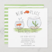 かわいい新しい場所金魚鉢の動く告知 案内状 (正面/裏面)