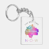 かわいい新しい始まり今すぐ始やる気を起こさせる引用文 キーホルダー (正面左)