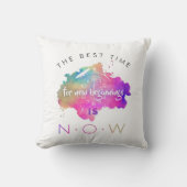 かわいい新しい始まり今すぐ始やる気を起こさせる引用文 クッション (正面)