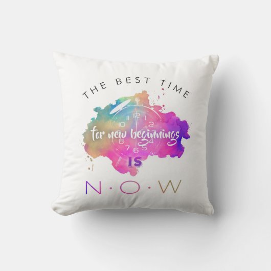 かわいい新しい始まり今すぐ始やる気を起こさせる引用文 クッション (正面)