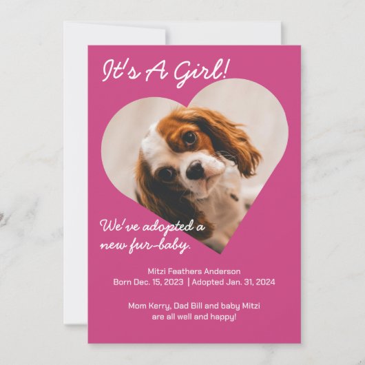 かわいい新しい子犬 案内状 (正面)